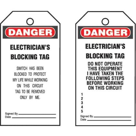 Panduit Tag, "Danger Do Not Operate", 5 Tags PVT-30